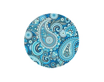 1 Cabochon en Verre  Paisley Camaieu Bleu