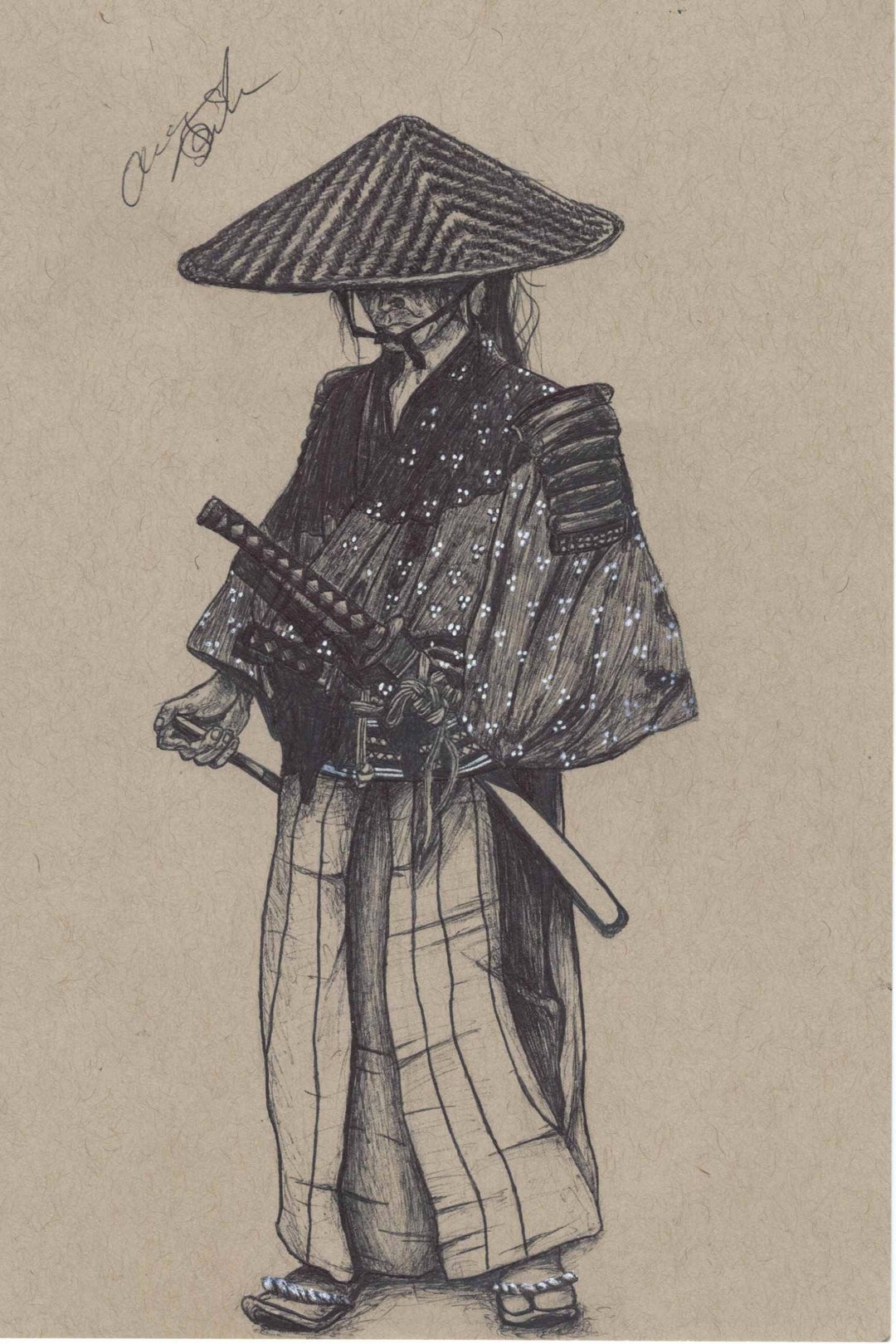 Samurai Ink Background Samurai Pen & Ink Art Prints - Etsy