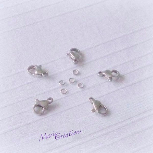 Fermoirs Mousquetons  9 X 6 mm  -  Acier Inoxydable