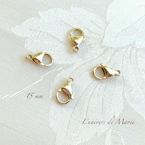 15-mm-Karabinerverschlüsse – vergoldet / Stahlbasis