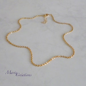 2 mm Forçat Link Neck Chain / 18K Gold Plated image 1