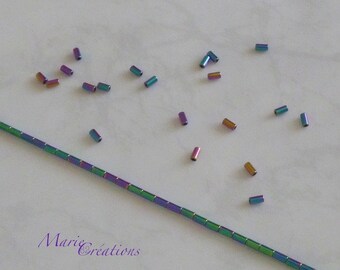 1 Fil / Perles Tubes Hématite 4X 2 mm Coloris Multi  Métallic