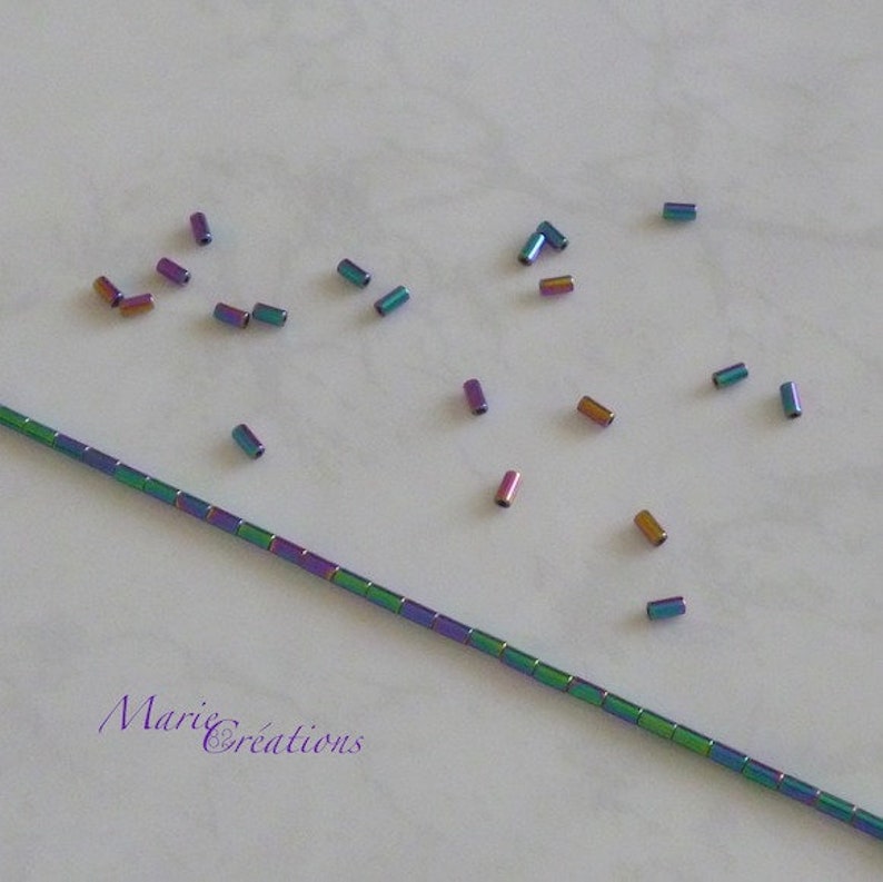 1 Fil / Perles Tubes Hématite 4X 2 mm Coloris Multi Métallic image 1