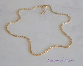 Chaîne de Cou Maille Forçat  2 mm  /  Plaqué Or 18K