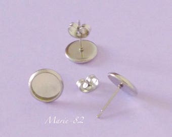 Clous D'oreilles /  Pour Cabochon  12  mm  Acier Inoxydable