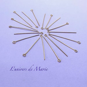 Eye Pins / Studs 40 X 0.70 mm - Stainless Steel - Gold Color