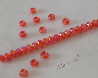 20 Perles Rondes & Aplaties   6 X 4 mm    Crystal Firéopal