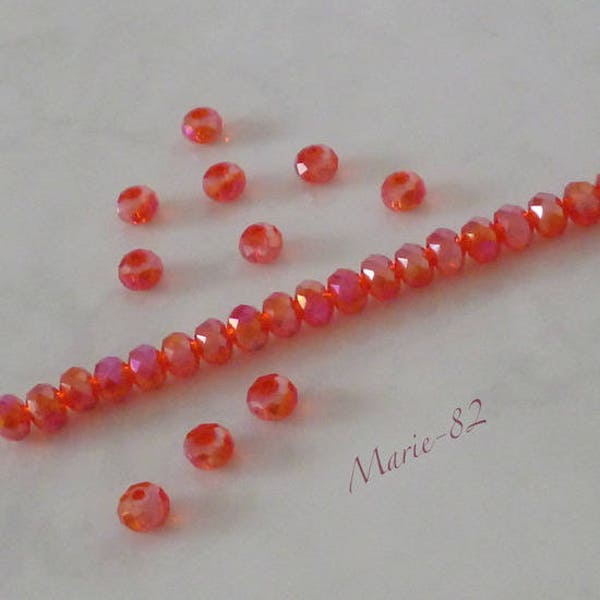 20 Perles Rondes & Aplaties   6 X 4 mm    Crystal Firéopal