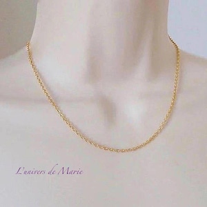 Chaîne de Cou Maille Forçat  2,2 mm /  Plaqué Or  18K - Base Acier Inoxydable