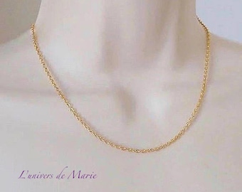 Chaîne de Cou Maille Forçat  2,2 mm /  Plaqué Or  18K - Base Acier Inoxydable