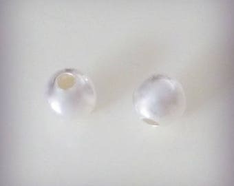 2  Perles Rondes & Lisses  8 mm /  Argent 925/1000