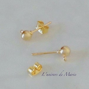 Stud Earrings / Ball 6 X 4 mm - 18K Gold Plated