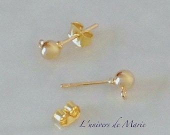 Clous D'oreilles / Boule  6 X 4 mm -  Plaqué Or 18K