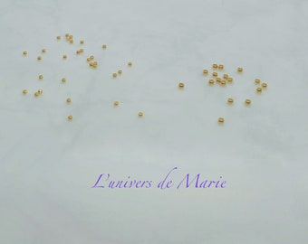 50 Perles à Écraser  1,5 / 2 / 2,5 / 3 mm   -  Acier Inoxydable  Or