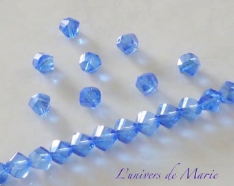 Perles en Cristal Twist -  9 X 9  Multi Facettes  Saphir