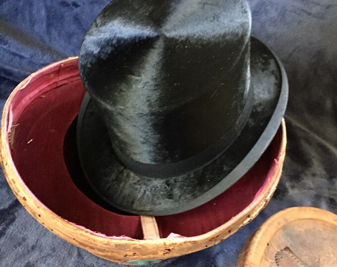 Victorian Top Hat and Leather Hat Box. - Etsy