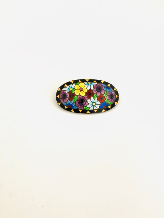 Guilloche Enamel Brooch.