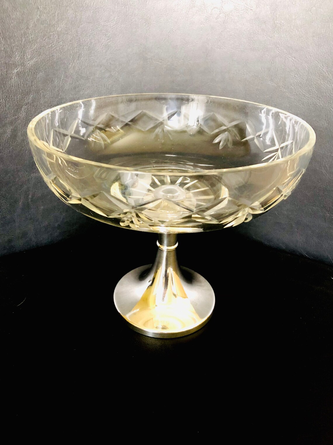 Cut Crystal Fruit Bowl on Pedestal. Etsy