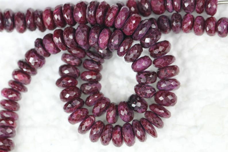 8 inch long strand Ruby Faceted Rondelles Beads 5 x 7 mm approx Low price 3 x 6 M 183