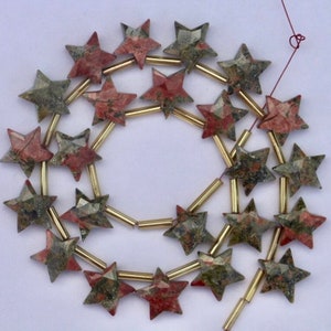 Natural unakite Gemstone Stars, 10 piece Crescent star AAA quality blue unakite gemstone bead, Crescent stars Jewelry, 13 mm, star beads