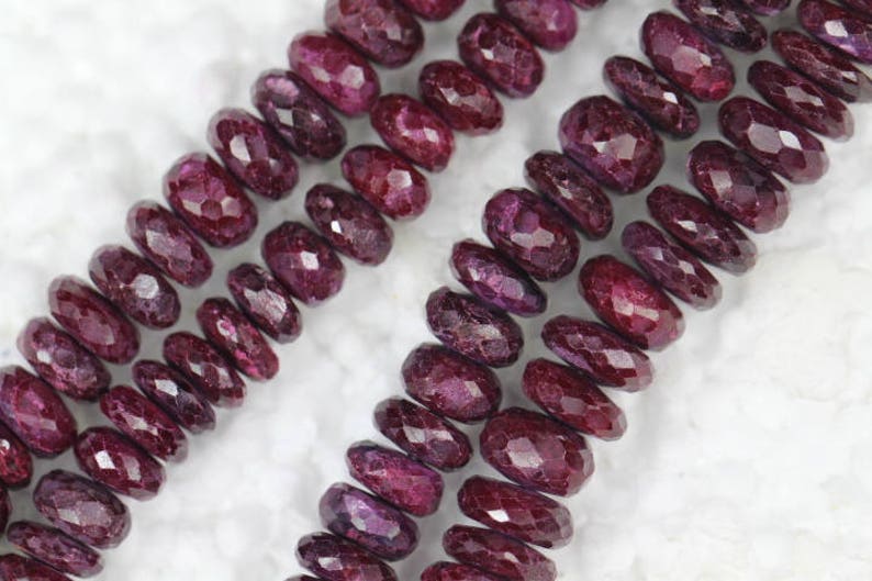 8 inch long strand Ruby Faceted Rondelles Beads 5 x 7 mm approx Low price 3 x 6 M 183