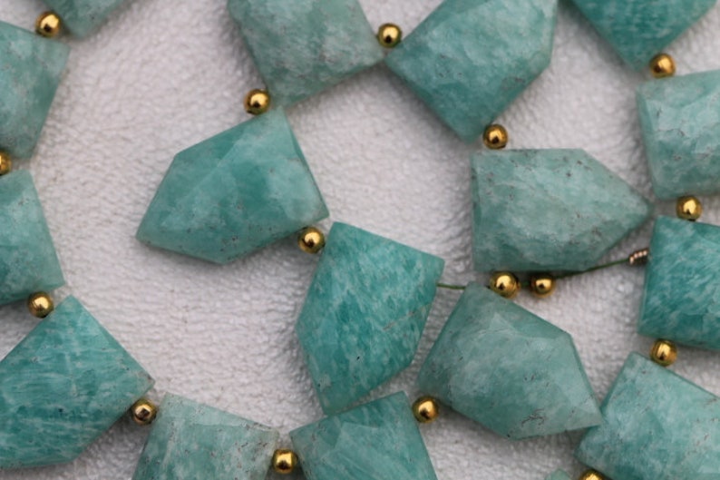 wholesale pentagons drilled 20 piece faceted fancy AMAZONITE pentagonal beads 10 x 16 mm approx natural amazonite green sky amazonite