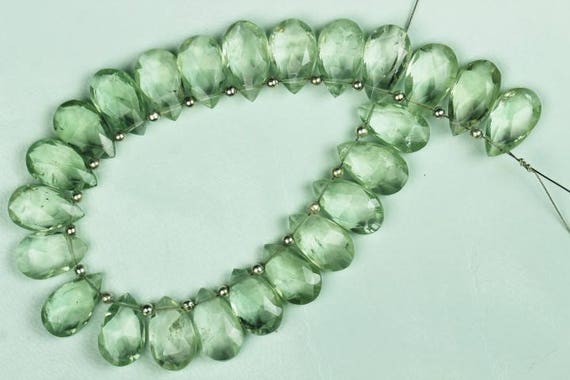 MG10 Pear /& Faceted with 8 Inch Long 1 Strand Natural Green Amethyst Size 10x8-12x8 mm