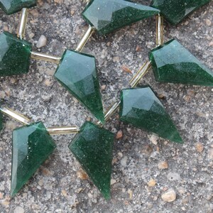 Natural, 10 Piece faceted fancy green aventurine tie briolette gemstone beads 12 x 21 mm App,... wholesale price, custom, fancy