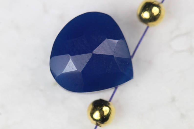 M30 10 piece faceted blue chalcedony heart Beads 11 x 11 mm approx