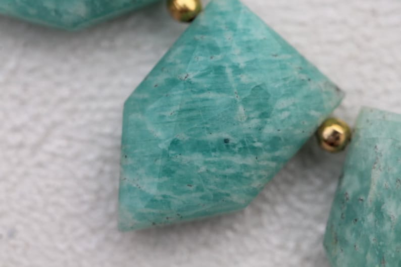 wholesale pentagons drilled 20 piece faceted fancy AMAZONITE pentagonal beads 10 x 16 mm approx natural amazonite green sky amazonite