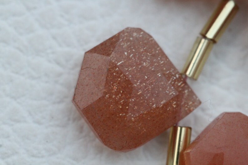 14 x 14 mm approx... 20 piece faceted fancy drilled peach MOONSTONE briolette beads 13 x 13
