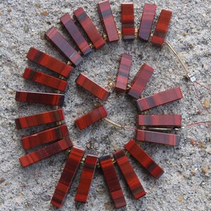 Red Tiger Gemstone Faceted Briolette Beads | 10-Piece rectangle-Shaped | 13--23 mm app. I Jewelry Setting (A624)