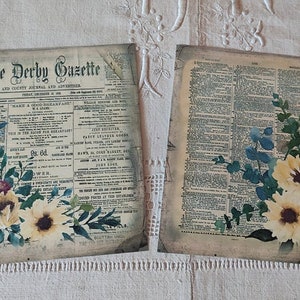 Lot de 2 grands autocollants esprit rétro années 1900 / étiquettes esprit vintage / autocollants rétro / autocollants papiers anciens