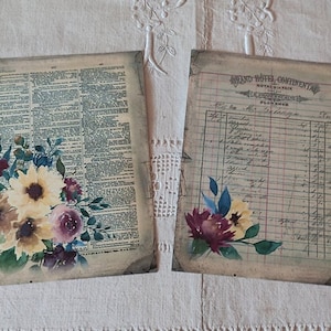 Lot de 2 grands autocollants esprit rétro années 1900 / étiquettes esprit vintage / autocollants rétro / autocollants papiers anciens