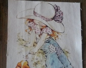 Pegatina de tela 14,5 X 19,5 cm / para coser o pegar / ilustración niña