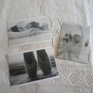 Lot von 3 schicke und romantische schäbige Postkarten für Scrapbooking / klassische Tanz Postkarte / schwarz und weiß Postkarte