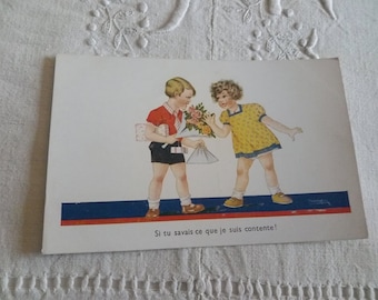 Vintage postcard for scrapbooking / old humorous postcard / 1950s postcard / Vintage French