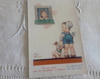 Vintage postcard for scrapbooking / old postcard "the babies" / postcard 1950s / vintage French / stationery