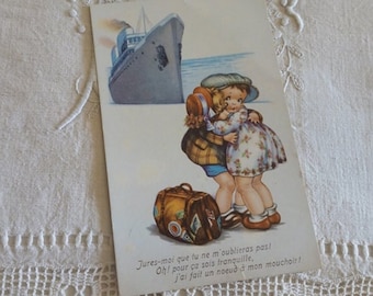 Carte postale vintage pour scrapbooking / carte postale ancienne "les babies" / carte postale années 1950 / vintage français