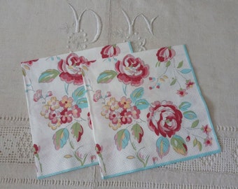 2 paper napkins 33 x 33 cm romantic bouquet pattern / paper for decoupage / paper napkins for collage