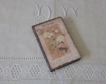 Notebook 14 x 9 cm shabby chic and romantic / romantic fabric notebook / fabric and lace notebook / flower notebook