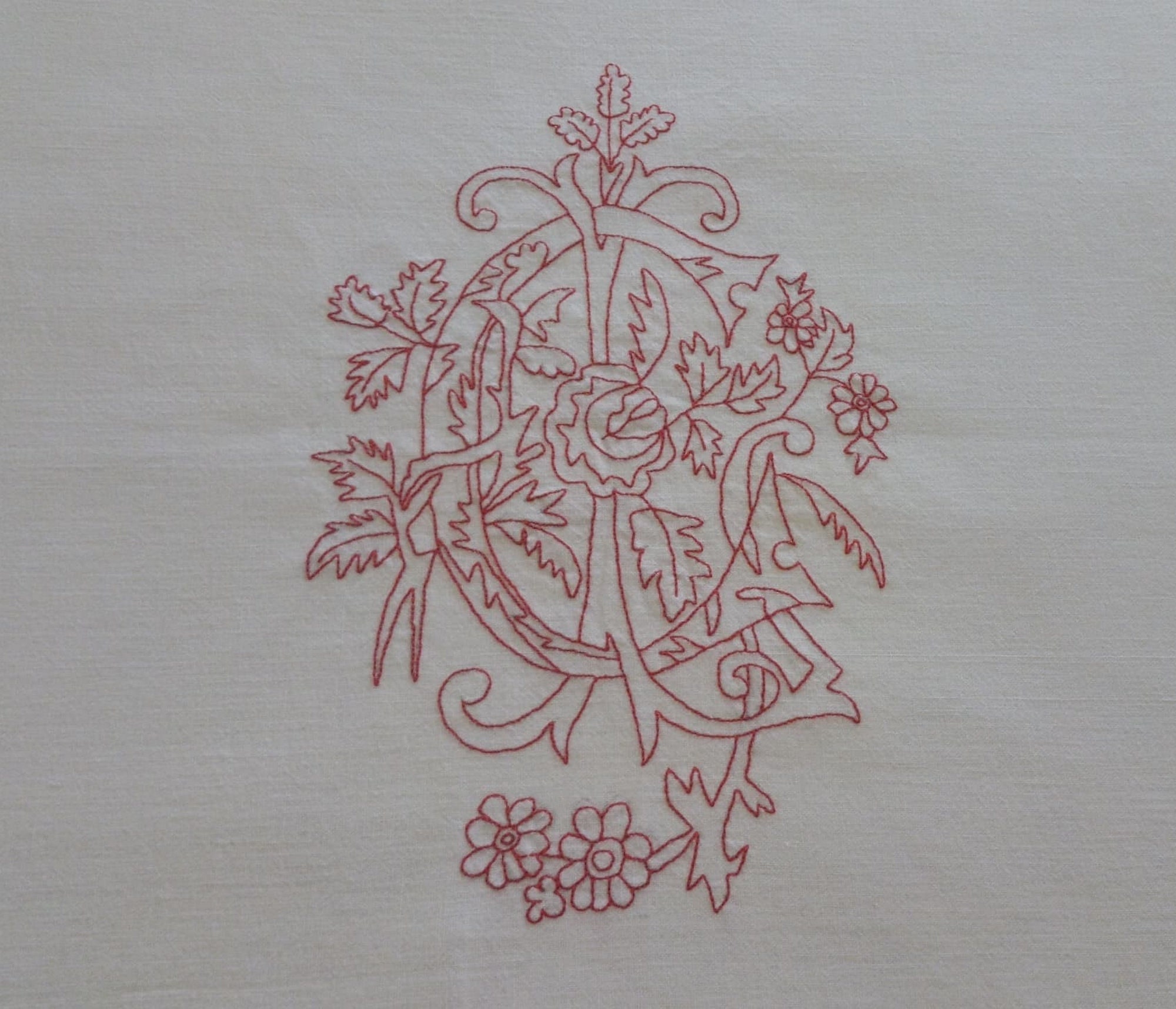 Grand Monogramme Brodé Main/Broderie Ancienne Monogrammes C et I Brodés