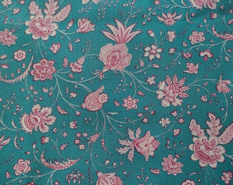 Coupon width 52 X height 53 cm / floral fabric coupon country house and south side spirit / blue Provençal fabric / Provence spirit fabric
