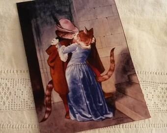 Viñeta de tela 14,5 x 20 cm / costura o pegado / ilustración de gatos para el cuento infantil