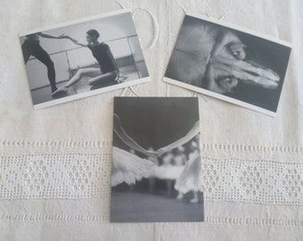 Lot of 3 chic and romantic shabby postcards for scrapbooking / classic dance postcard / black and white postcard