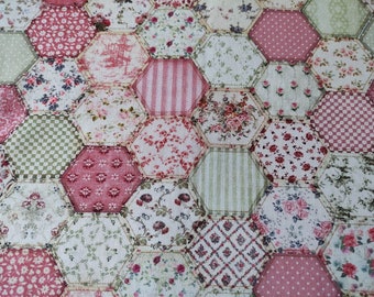 Coupon larg 56 X haut 46 cm / tissu shabby chic et romantique /   / tissu fleuri / tissu patchwork / cotonnade fleurie esprit liberty