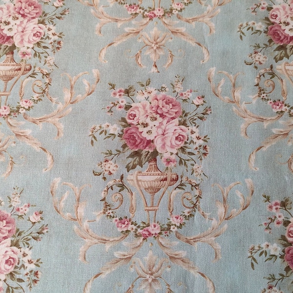 Tissu shabby chic larg 56 X haut 45 cm / tissu romantique roses anciennes / tissu esprit boudoir / tissu esprit vintage