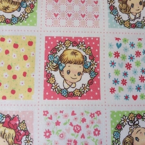 Fabric coupon 46 (width) X 50 cm (height) / vintage spirit child fabric / 1950s girls fabric / quilting patchwork fabric