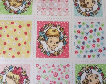 Stoffen coupon 46 (breedte) X 50 cm (hoogte) / vintage spirit child stof / jaren 1950 meisjes stof / quilten patchwork stof