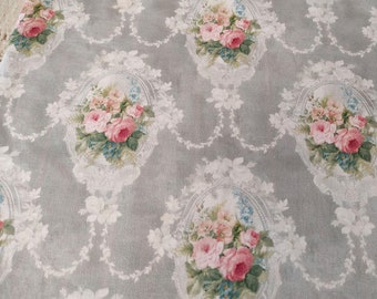 Tissu shabby larg 45 X haut 55 cm / tissu romantique roses anciennes / tissu esprit boudoir / tissu esprit vintage